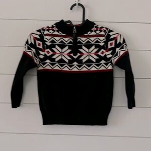 Hanna Anderson Size US3 (90 cm) Quarter Zip Ski sweater Black, Red White Nordic